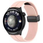 18mm Groove Folding Black Buckle Silicone Watch Band(Light Pink)