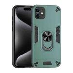 For iPhone 11 Shockproof Metal Ring Holder Phone Case(Green)