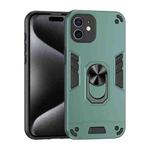 For iPhone 12 Shockproof Metal Ring Holder Phone Case(Green)