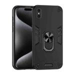 For iPhone XS / X Shockproof Metal Ring Holder Phone Case(Black)