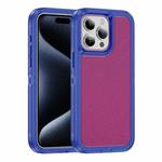 For iPhone 15 Pro Guard Frosted Double Layer Phone Case(Blue+Rose Red)