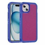 For iPhone 15 Guard Frosted Double Layer Phone Case(Blue+Rose Red)