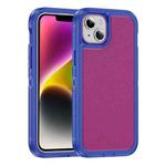 For iPhone 14 Guard Frosted Double Layer Phone Case(Blue+Rose Red)