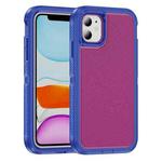 For iPhone 11 Guard Frosted Double Layer Phone Case(Blue+Rose Red)