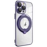 For iPhone 15 Pro Max Electroplating MagSafe 360 Degree Rotation Holder Shockproof Phone Case(Dark Purple)