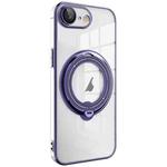 For iPhone SE 2022 / 2020 / 8 / 7 Electroplating MagSafe 360 Degree Rotation Holder Shockproof Phone Case(Dark Purple)