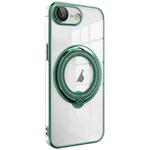 For iPhone SE 2022 / 2020 / 8 / 7 Electroplating MagSafe 360 Degree Rotation Holder Shockproof Phone Case(Dark Green)