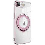 For iPhone SE 2022 / 2020 / 8 / 7 Electroplating MagSafe 360 Degree Rotation Holder Shockproof Phone Case(Pink)