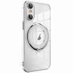 For iPhone XS / X Electroplating MagSafe 360 Degree Rotation Holder Shockproof Phone Case(Silver)