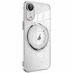For iPhone XR Electroplating MagSafe 360 Degree Rotation Holder Shockproof Phone Case(Silver)