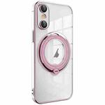 For iPhone XS Max Electroplating MagSafe 360 Degree Rotation Holder Shockproof Phone Case(Pink)