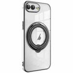 For iPhone 8 Plus / 7 Plus Electroplating MagSafe 360 Degree Rotation Holder Shockproof Phone Case(Black)