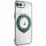 For iPhone 8 Plus / 7 Plus Electroplating MagSafe 360 Degree Rotation Holder Shockproof Phone Case(Dark Green)