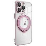 For iPhone 16 Pro Electroplating MagSafe 360 Degree Rotation Holder Shockproof Phone Case(Pink)