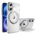 For iPhone 16 Plus Electroplating MagSafe 360 Degree Rotation Holder Shockproof Phone Case(Silver)