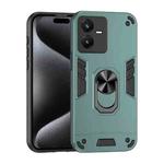 For vivo Y22s Shockproof Metal Ring Holder Phone Case(Green)