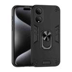 For Honor X7 Shockproof Metal Ring Holder Phone Case(Black)