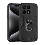 For Honor X8a Shockproof Metal Ring Holder Phone Case(Black)