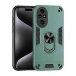 For Honor 200 Pro Shockproof Metal Ring Holder Phone Case(Green)