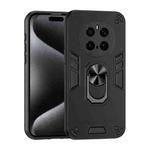 For Honor Magic7 Pro Shockproof Metal Ring Holder Phone Case(Black)