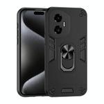 For Honor 300 Shockproof Metal Ring Holder Phone Case(Black)
