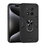 For Honor X9c Shockproof Metal Ring Holder Phone Case(Black)