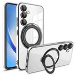 For Samsung Galaxy A34 Electroplating MagSafe 360 Degree Rotation Holder Shockproof Phone Case(Black)