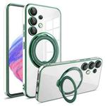 For Samsung Galaxy A53 Electroplating MagSafe 360 Degree Rotation Holder Shockproof Phone Case(Dark Green)