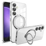 For Samsung Galaxy S23 FE 5G Electroplating MagSafe 360 Degree Rotation Holder Shockproof Phone Case(Silver)