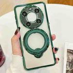 For Huawei Mate 40 Pro Electroplating MagSafe 360 Degree Rotation Holder Shockproof Phone Case(Dark Green)