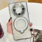 For Huawei Mate 60 Electroplating MagSafe 360 Degree Rotation Holder Shockproof Phone Case(Silver)