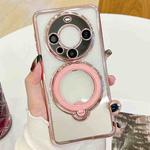 For Huawei Mate 60 Pro / 60 Pro+ Electroplating MagSafe 360 Degree Rotation Holder Shockproof Phone Case(Pink)