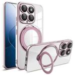 For Xiaomi 14 Pro Electroplating MagSafe 360 Degree Rotation Holder Shockproof Phone Case(Pink)