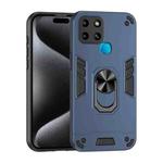 For Infinix Smart 6 Shockproof Metal Ring Holder Phone Case(Blue)