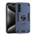 For Infinix Hot 50 Pro+ 4G Shockproof Metal Ring Holder Phone Case(Blue)