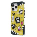For iPhone 15 Pro TGVIS Stylish Series Graffiti Pattern Phone Case(Yellow)
