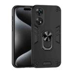 For OPPO Reno8 T 4G Shockproof Metal Ring Holder Phone Case(Black)