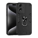 For OPPO A59 5G Shockproof Metal Ring Holder Phone Case(Black)