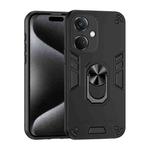 For OPPO K11 Shockproof Metal Ring Holder Phone Case(Black)