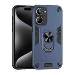 For Realme 10 4G Shockproof Metal Ring Holder Phone Case(Blue)