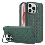For iPhone 15 Pro Honeycomb Radiating Lens Holder TPU Phone Case(Green)