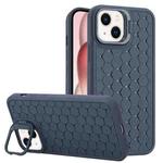 For iPhone 15 Honeycomb Radiating Lens Holder TPU Phone Case(Blue)