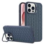 For iPhone 14 Pro Max Honeycomb Radiating Lens Holder TPU Phone Case(Blue)