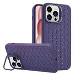 For iPhone 13 Pro Honeycomb Radiating Lens Holder TPU Phone Case(Purple)