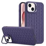 For iPhone 13 Honeycomb Radiating Lens Holder TPU Phone Case(Purple)