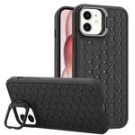 For iPhone 12 Honeycomb Radiating Lens Holder TPU Phone Case(Black)