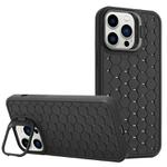 For iPhone 16 Pro Max Honeycomb Radiating Lens Holder TPU Phone Case(Black)