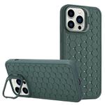 For iPhone 16 Pro Max Honeycomb Radiating Lens Holder TPU Phone Case(Green)