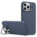 For iPhone 16 Pro Max Honeycomb Radiating Lens Holder TPU Phone Case(Blue)