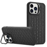 For iPhone 16 Pro Honeycomb Radiating Lens Holder TPU Phone Case(Black)